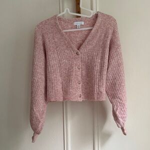Topshop Pink Ribbed Cropped Cardigan